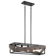 Kichler Fulton Cross 37in 5-Light Chandelier | Rustic Black Finish | Kitchen Island & Dining Room | 37 x 10 x 10 in | Model 44222BK