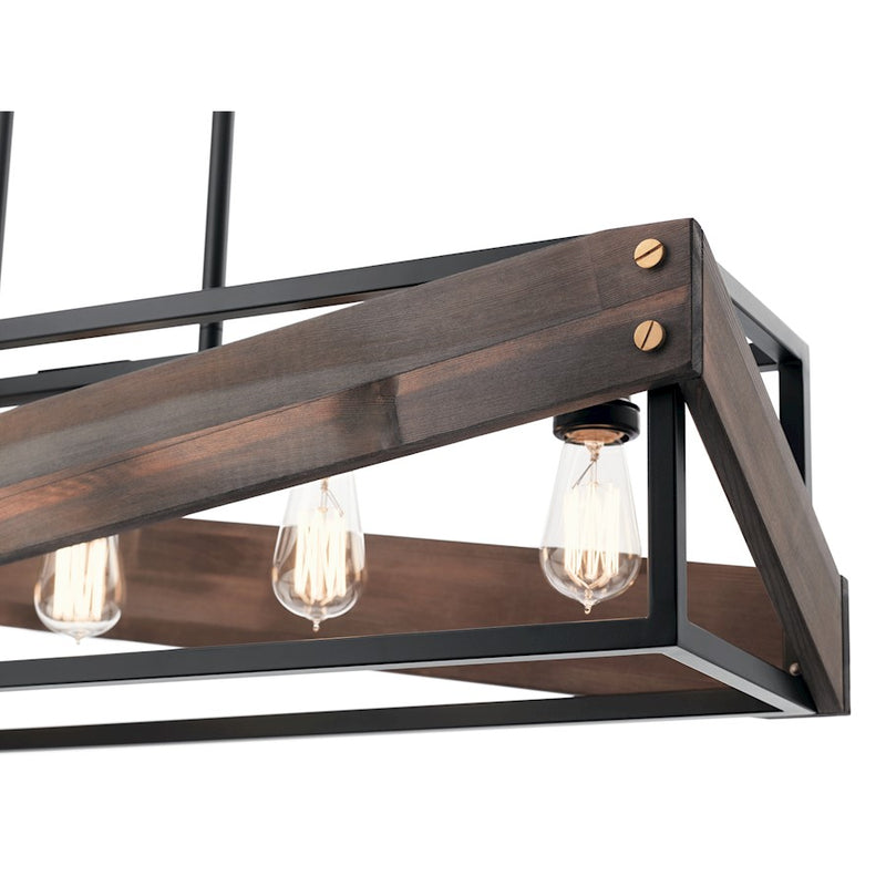 Kichler Fulton Cross 37in 5-Light Chandelier | Rustic Black Finish | Kitchen Island & Dining Room | 37 x 10 x 10 in | Model 44222BK