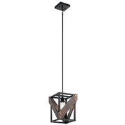 Kichler Fulton Cross 1-Light Pendant | Rustic Black | Kitchen Island & Dining Room | 10.25 x 8.75 x 12.5 in | Model 44223BK