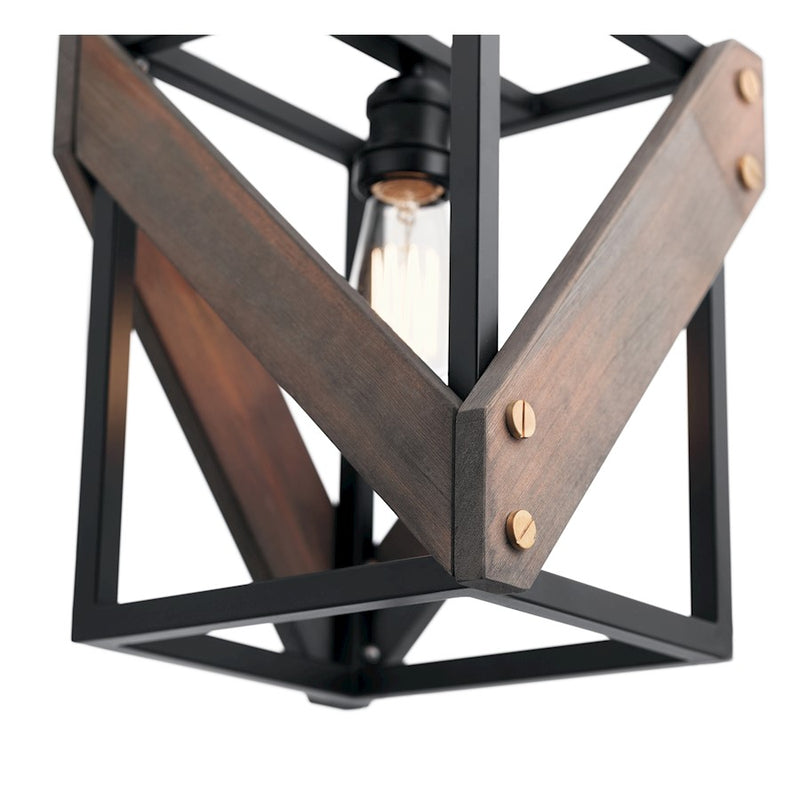 Kichler Fulton Cross 1-Light Pendant | Rustic Black | Kitchen Island & Dining Room | 10.25 x 8.75 x 12.5 in | Model 44223BK