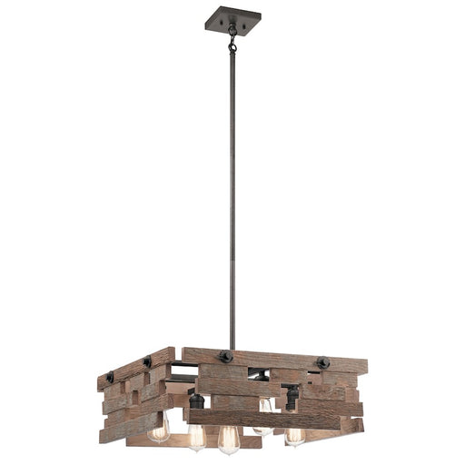 Kichler Cuyahoga Mill 24in 5-Light Chandelier | Rustic Anvil Iron | Dining Room & Great Room | 24 x 24 x 8 in | Model 44228AVI
