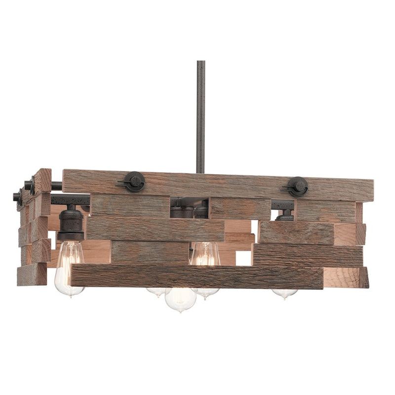 Kichler Cuyahoga Mill 24in 5-Light Chandelier | Rustic Anvil Iron | Dining Room & Great Room | 24 x 24 x 8 in | Model 44228AVI
