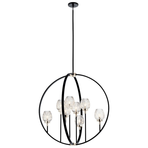 Kichler Moyra 36in 8-Light Chandelier | Black Steel and Crystal Goblet Shades | Dining Room & Living Room | 36 x 36 x 38.5 in | Model 44240BK