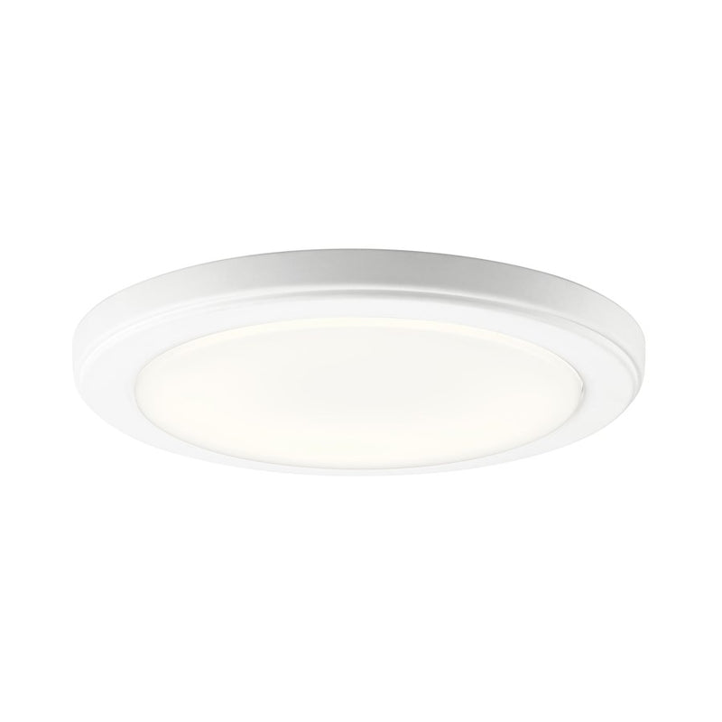 Kichler Zeo 10in LED Flush Mount | Round White Acrylic with Edge-Lit Technology | Hallway & Bathroom | 10 x 1 in | Model 44246WHLED30