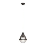 Kichler Gavin 10in 1-Light Pendant | Industrial Weathered Zinc and Waffle Glass | Kitchen Island & Dining Room | 10 x 14 in | Model 44255WZC