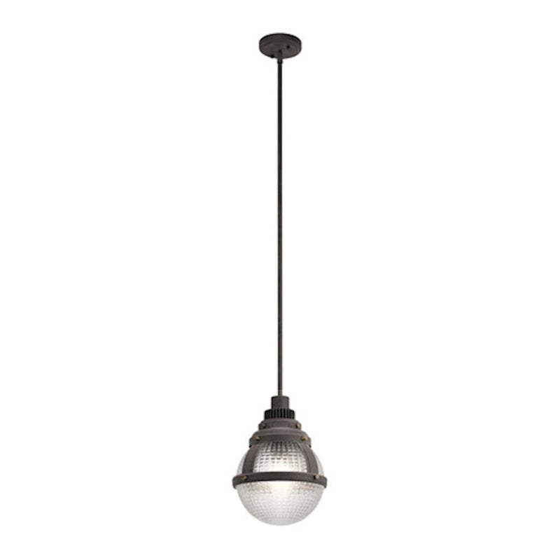 Kichler Gavin 10in 1-Light Pendant | Industrial Weathered Zinc and Waffle Glass | Kitchen Island & Dining Room | 10 x 14 in | Model 44255WZC