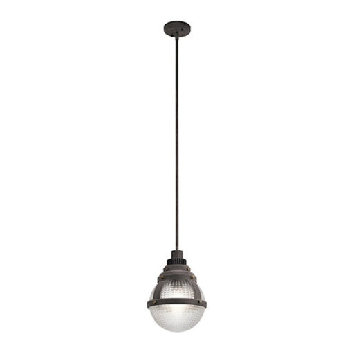 Kichler Gavin 10in 1-Light Pendant | Industrial Weathered Zinc and Waffle Glass | Kitchen Island & Dining Room | 10 x 14 in | Model 44255WZC