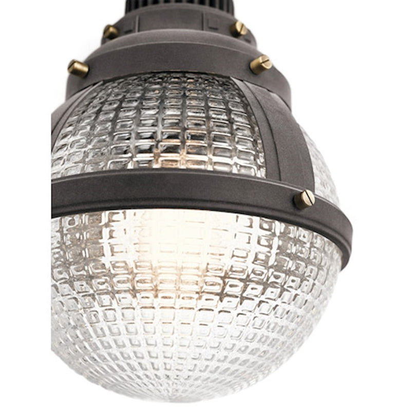 Kichler Gavin 10in 1-Light Pendant | Industrial Weathered Zinc and Waffle Glass | Kitchen Island & Dining Room | 10 x 14 in | Model 44255WZC