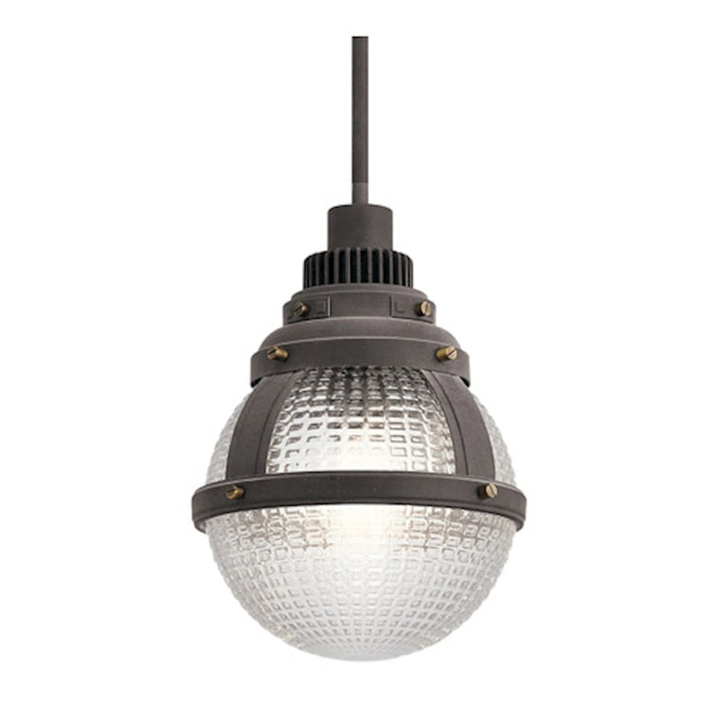 Kichler Gavin 10in 1-Light Pendant | Industrial Weathered Zinc and Waffle Glass | Kitchen Island & Dining Room | 10 x 14 in | Model 44255WZC