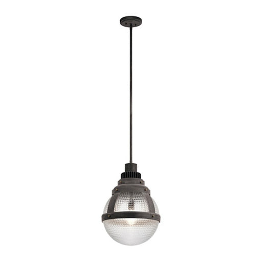 Kichler Gavin 16in 1-Light Pendant | Industrial Weathered Zinc and Waffle Glass | Kitchen Island & Dining Room | 15.75 x 21.75 in | Model 44256WZC