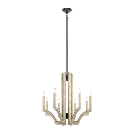 Kichler Botanica 30in 8-Light Chandelier | Farmhouse Anvil Iron and Faux Wood | Dining Room & Living Room | 29.5 x 29.5 in | Model 44261AVI