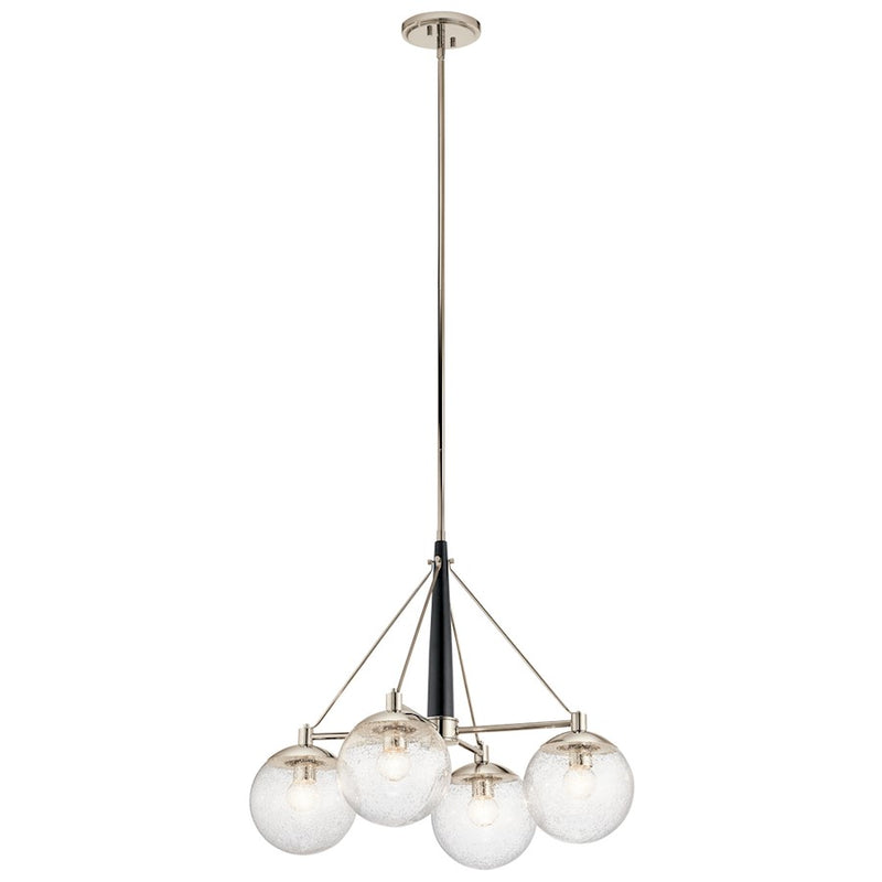 Kichler Marilyn 28in 4-Light Chandelier | Polished Nickel and Matte Black Steel | Dining Room & Living Room | 28 x 22 in | Model 44268PN