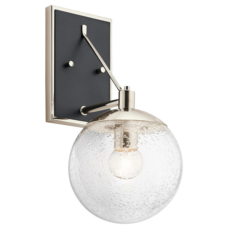 Kichler Marilyn 1-Light Wall Sconce | Polished Nickel and Matte Black Steel | Bedroom & Hallway Accent Light | 8 x 16 in | Model 44271PN