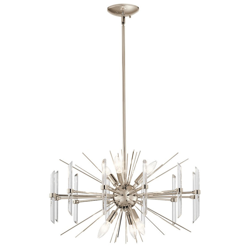 Kichler Eris 6-Light Chandelier | Modern Crystal Accent Polished Nickel Steel | Dining Room & Living Room | 24 x 15 in | Model 44275PN