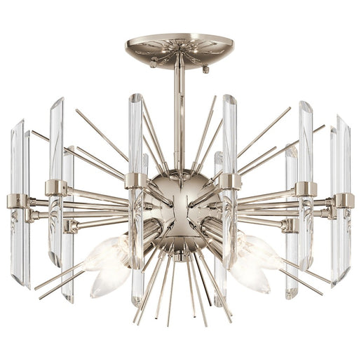Kichler Eris 16in 4-Light Semi Flush | Crystal Accent Polished Nickel Steel | Living Room & Dining Room | 16 x 13 in | Model 44277PN