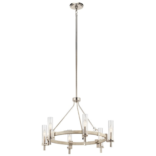 Kichler Telon 29in 6-Light Chandelier | White Washed Wood and Steel | Dining Room & Living Room | 29.25 x 22.25 in | Model 44284WWW