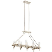 Kichler Telon 36in 6-Light Linear Chandelier | Farmhouse White Washed Wood and Fluted Glass | Kitchen Island & Dining Room | Model 44285WWW