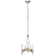 Kichler Telon 15in 3-Light Chandelier | Farmhouse White Washed Wood and Steel with Fluted Glass | Dining Room & Kitchen Island | Model 44286WWW