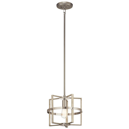 Kichler Peyton 1-Light Pendant | White Washed Wood and Steel | Kitchen Island & Dining Room | 12 x 10.25 in | Model 44291WWW