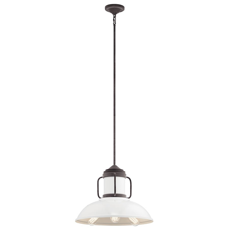 Kichler Jenson 19in 3-Light Pendant | Weathered Zinc Steel and White Milk Glass | Kitchen Island | 19 x 14.75 in | Model 44303WZC