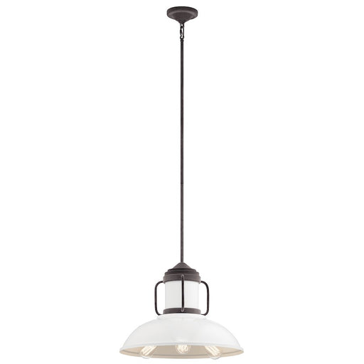 Kichler Jenson 19in 3-Light Pendant | Weathered Zinc Steel and White Milk Glass | Kitchen Island | 19 x 14.75 in | Model 44303WZC