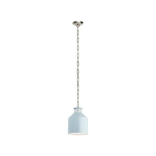 Kichler Montauk 8.5in 1-Light Mini Pendant | Farmhouse Light Blue Steel | Kitchen Island & Breakfast Nook | 8.5 x 12 in | Model 44306LBL