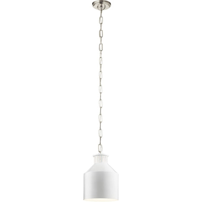 Kichler Montauk 8in 1-Light Mini Pendant | White Steel | Kitchen Island & Farmhouse Accent | 8 x 8 x 12 in | Model 44306WH