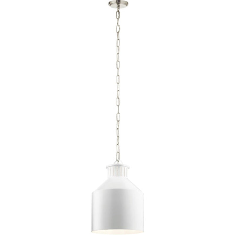 Kichler Montauk 8in 1-Light Mini Pendant | White Steel | Kitchen Island & Farmhouse Accent | 8 x 8 x 12 in | Model 44306WH