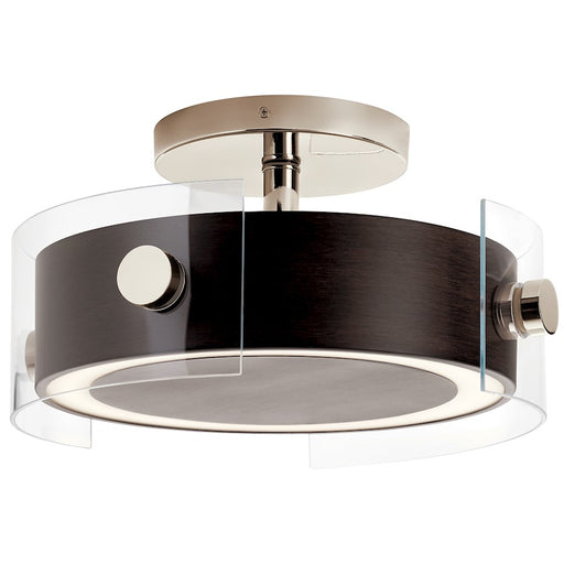 Kichler Semi-Flush LED 15in Square | Contemporary Walnut Wood and Steel | Kitchen & Hallway | 8 in H | Model 44342WNWLED