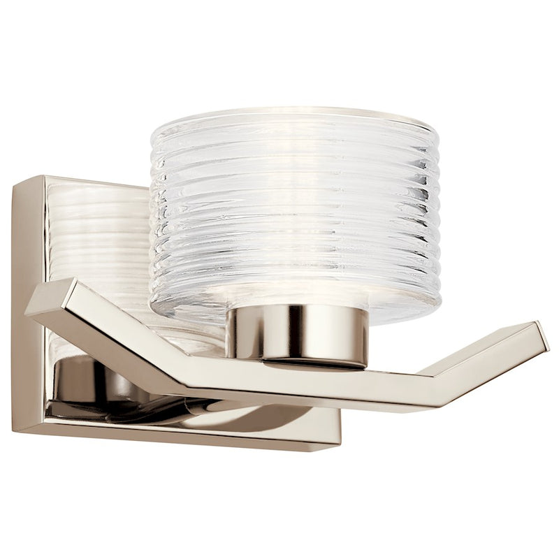 Kichler Lasus 1-Light LED Wall Sconce | Modern Polished Nickel Steel | Dining Room & Bathroom | 650 Lumens, Dimmable | Model 44349PNLED