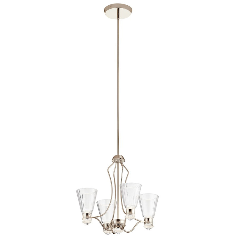 Kichler 4-Light LED Chandelier | Traditional Polished Nickel Steel | Dining Room & Living Room | 20 x 20 x 20 in | Model 44353PNLED