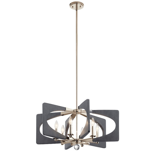 Kichler Alscar 38in 5-Light Linear Chandelier | Midcentury Driftwood Grey Steel | Dining Room & Living Room | 38 x 7.5 x 11.5 in | Model 44361DWG