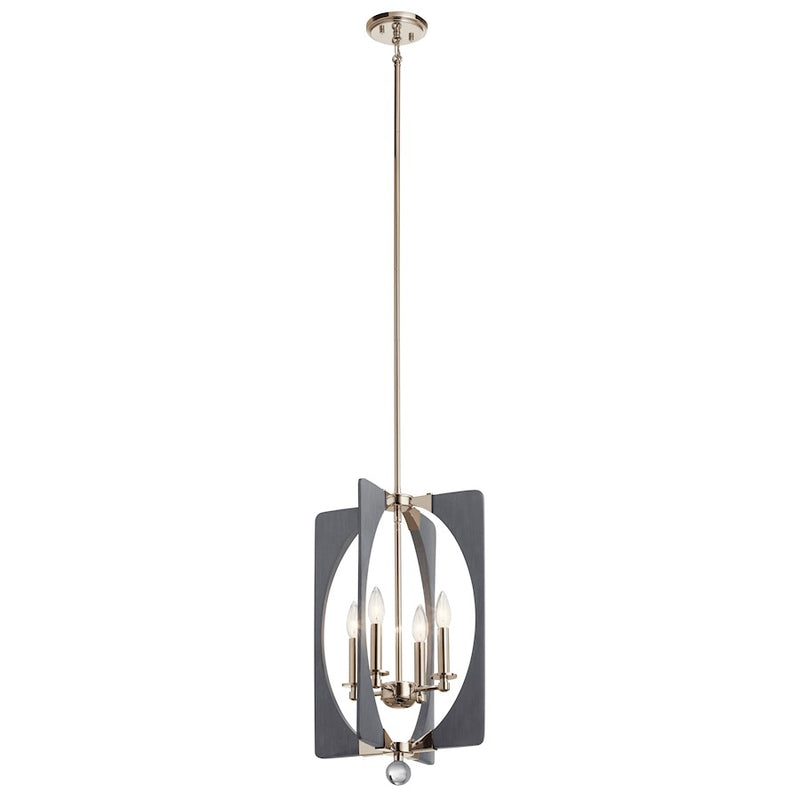 Kichler Alscar 14in 4-Light Pendant | Midcentury Driftwood Grey Steel | Kitchen Island & Dining Room | 14 x 23 in | Model 44362DWG