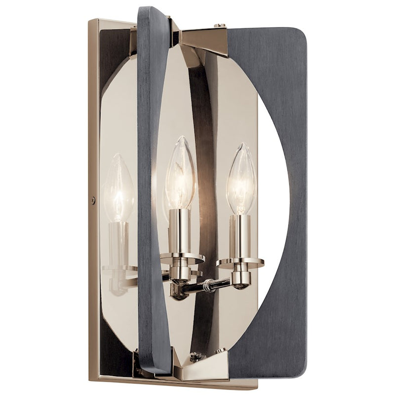 Kichler Alscar 8in 2-Light Wall Sconce | Mid-Century Driftwood Grey Steel | Living Room & Hallway | 8 x 15 in | Model 44364DWG