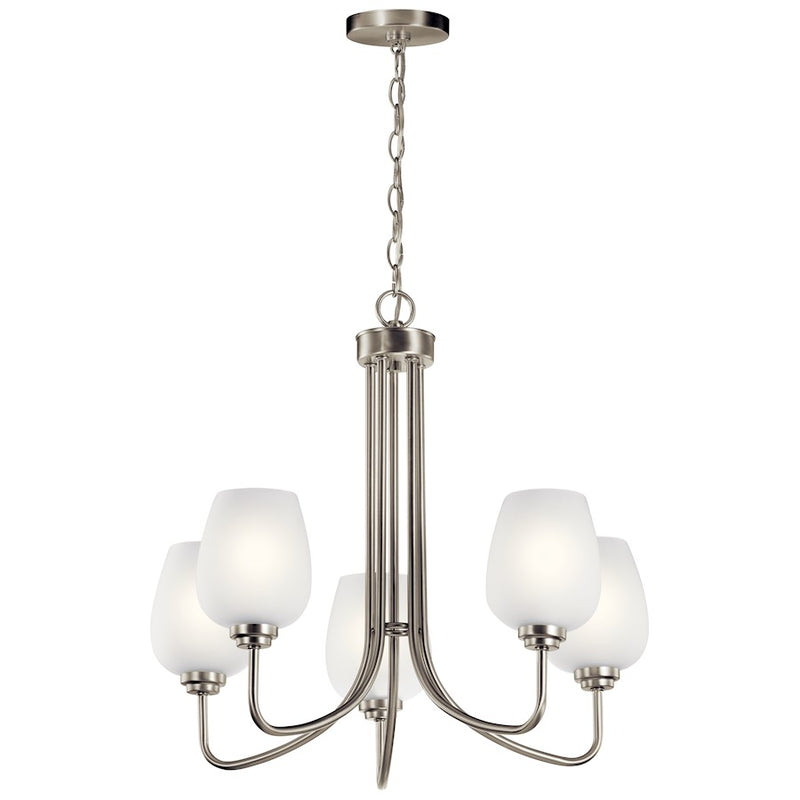 Kichler 5-Light Chandelier | Traditional Brushed Nickel Steel | Dining Room & Living Room | 24.25 x 24.25 x 22.75 in | Model 44377NI