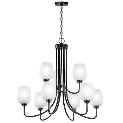 Kichler 9-Light Chandelier | Traditional Black Steel | Dining Room & Living Room | 31.75 x 31.75 x 29.5 in | Model 44378BK