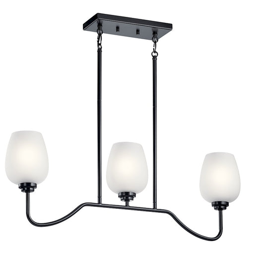 Kichler 31in 3-Light Linear Chandelier | Traditional Black Steel | Dining Room & Kitchen Island | 16.25in H | Model 44379BK