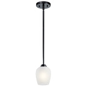 Kichler 5in 1-Light Mini Pendant | Traditional Black Steel | Kitchen Island & Breakfast Nook | 5 x 5 x 7.75 in | Model 44380BK