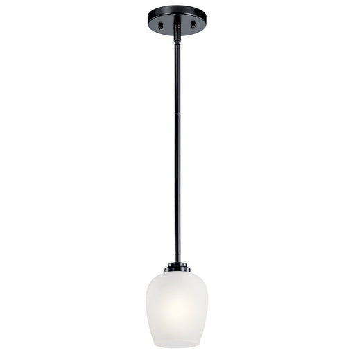 Kichler 5in 1-Light Mini Pendant | Traditional Black Steel | Kitchen Island & Breakfast Nook | 5 x 5 x 7.75 in | Model 44380BK