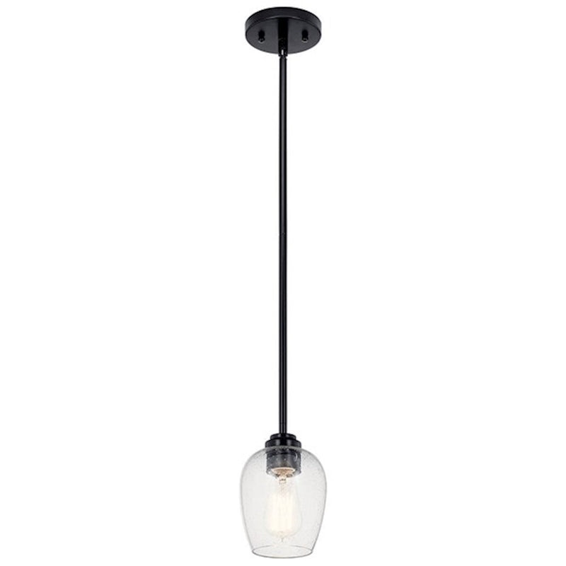 Kichler Valserrano 5in 1-Light Mini Pendant | Brushed Nickel Steel and Seeded Glass | Kitchen Island & Dining Room | 5 x 8 in | Model 44380NICS