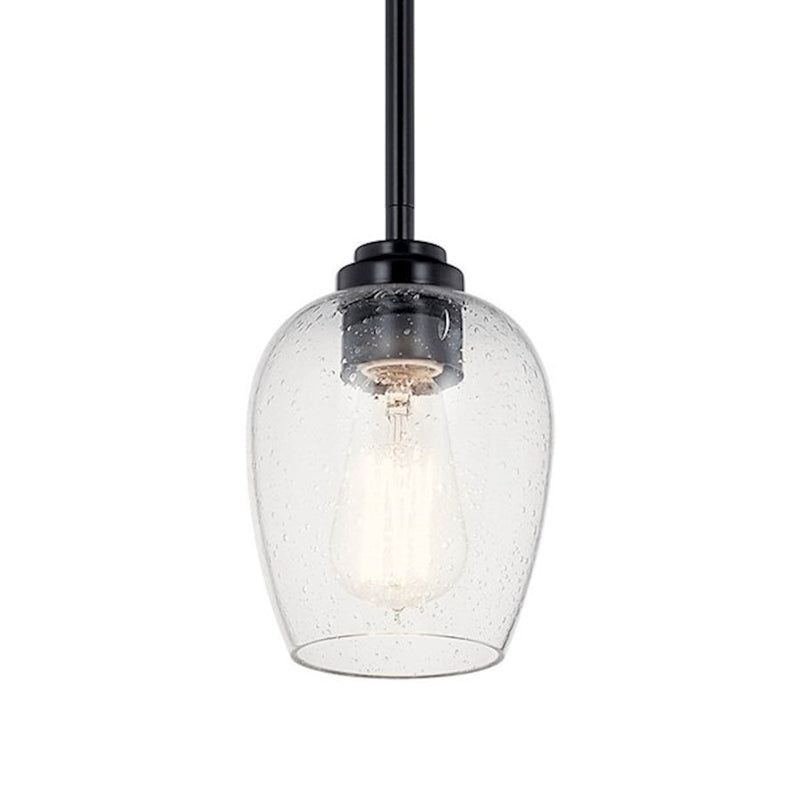 Kichler Valserrano 5in 1-Light Mini Pendant | Brushed Nickel Steel and Seeded Glass | Kitchen Island & Dining Room | 5 x 8 in | Model 44380NICS