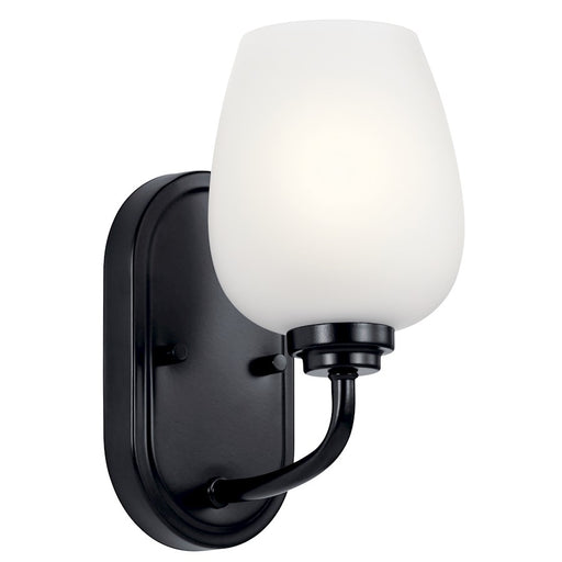 Kichler 1-Light Wall Sconce | Traditional Black Steel | Hallway & Bathroom Accent | 5 x 5 x 10.25 in | Model 44381BK