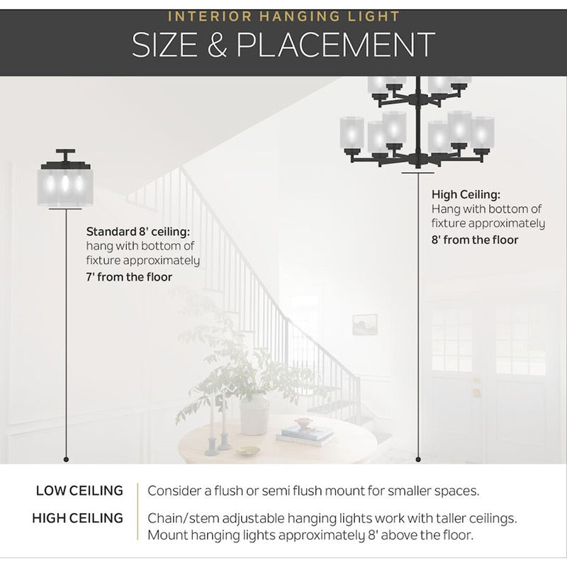 Kichler Raffiana 18in 1-Light Mini Pendant | Industrial Black and Clear Satin Etched Glass with Rattan Dome | Kitchen Island & Dining | Model 44399BK