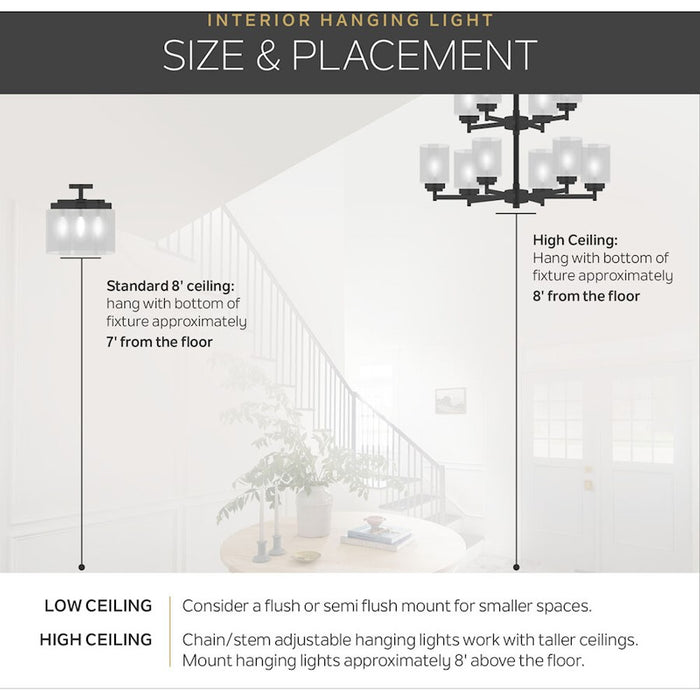 Kichler Raffiana 1 Light Mini Pendant, Black/Clear Satin Etched