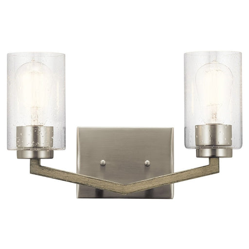 Kichler 2-Light Bath Vanity Light | Rustic Distressed Antique Gray Steel | Bathroom & Powder Room | 14.5 x 14.5 x 9 in | Model 45033DAG