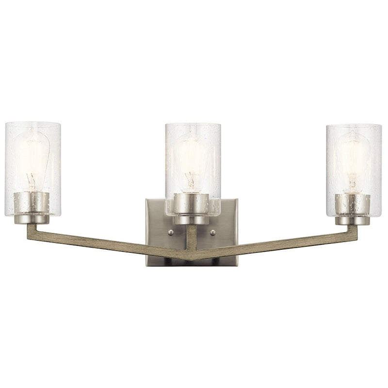 Kichler 3-Light Bath Vanity | Lodge Rustic Distressed Antique Gray Steel | Bathroom Vanity | 24 x 24 x 9 in | Model 45034DAG