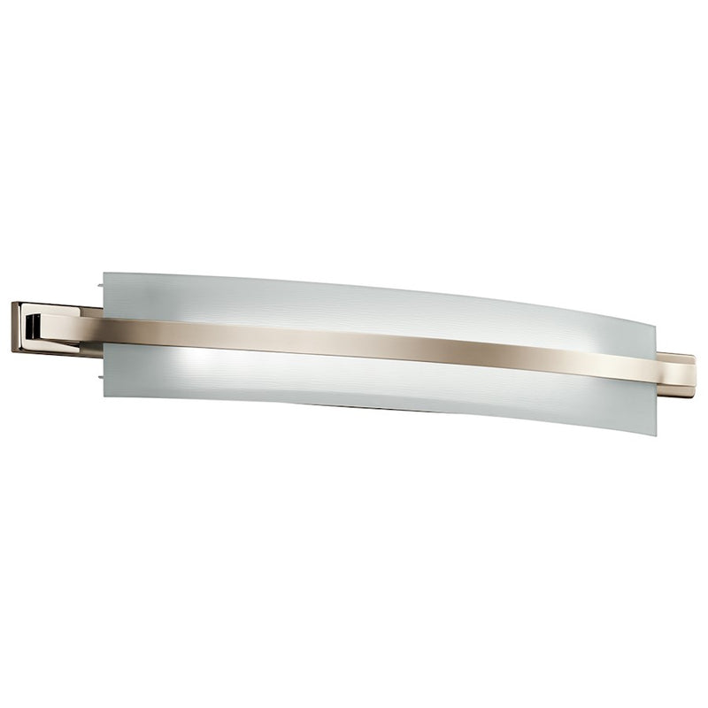 Kichler Freeport 36in 2-Light Linear LED Bath Light | Contemporary Polished Nickel and Etched Glass | Bathroom Vanity | 36 x 5 in | Model 45088PNLED