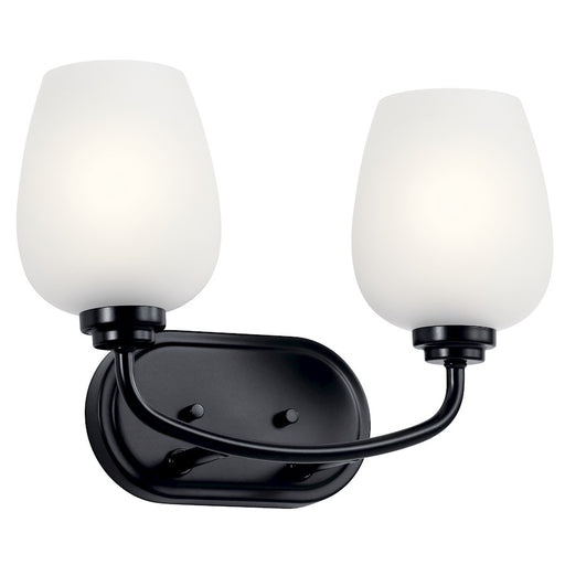 Kichler 2-Light Bathroom Vanity Light | Traditional Black Steel | Bathroom Vanity & Powder Room | 14.5 x 14.5 x 10.25 in | Model 45128BK