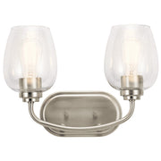 Kichler Valserrano 14.5in 2-Light Vanity Light | Traditional Brushed Nickel and Clear Seeded Glass | Bathroom Vanity | Model 45128NICS