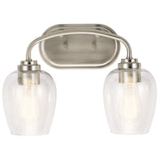 Kichler Valserrano 14.5in 2-Light Vanity Light | Traditional Brushed Nickel and Clear Seeded Glass | Bathroom Vanity | Model 45128NICS